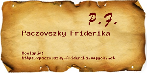 Paczovszky Friderika névjegykártya